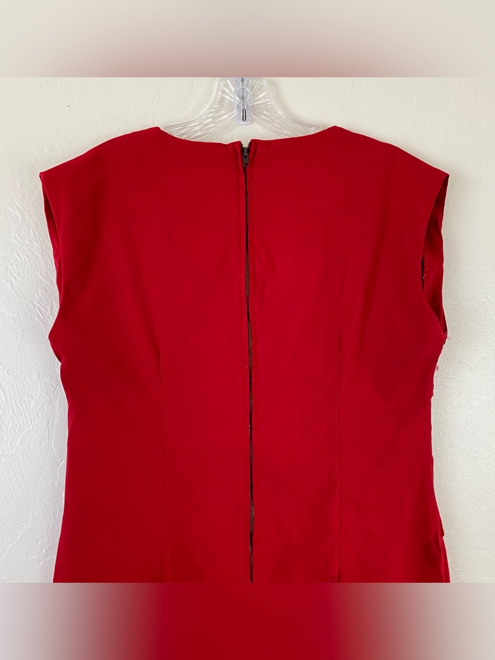 Tatyana Size 4X Red Sleeveless Square Neck Back Zipper Midi Length Dress - Picture 8 of 8